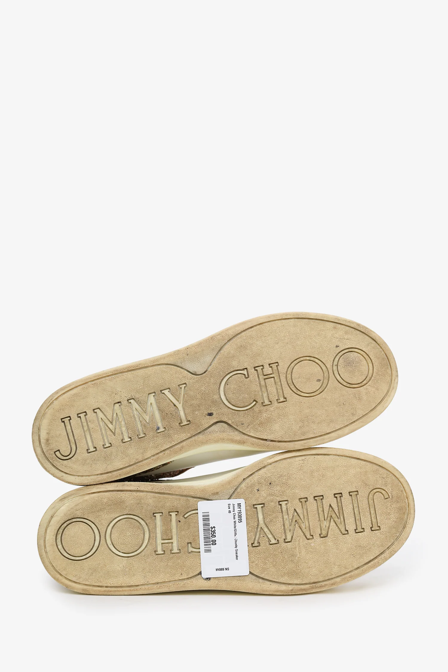 Jimmy Choo White/Glitter Chunky Sneaker Size 40