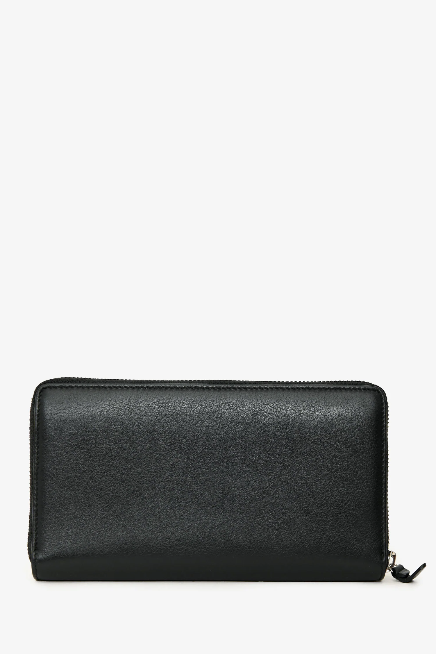 Balenciaga Black/White Logo Leather Zip Around Wallet