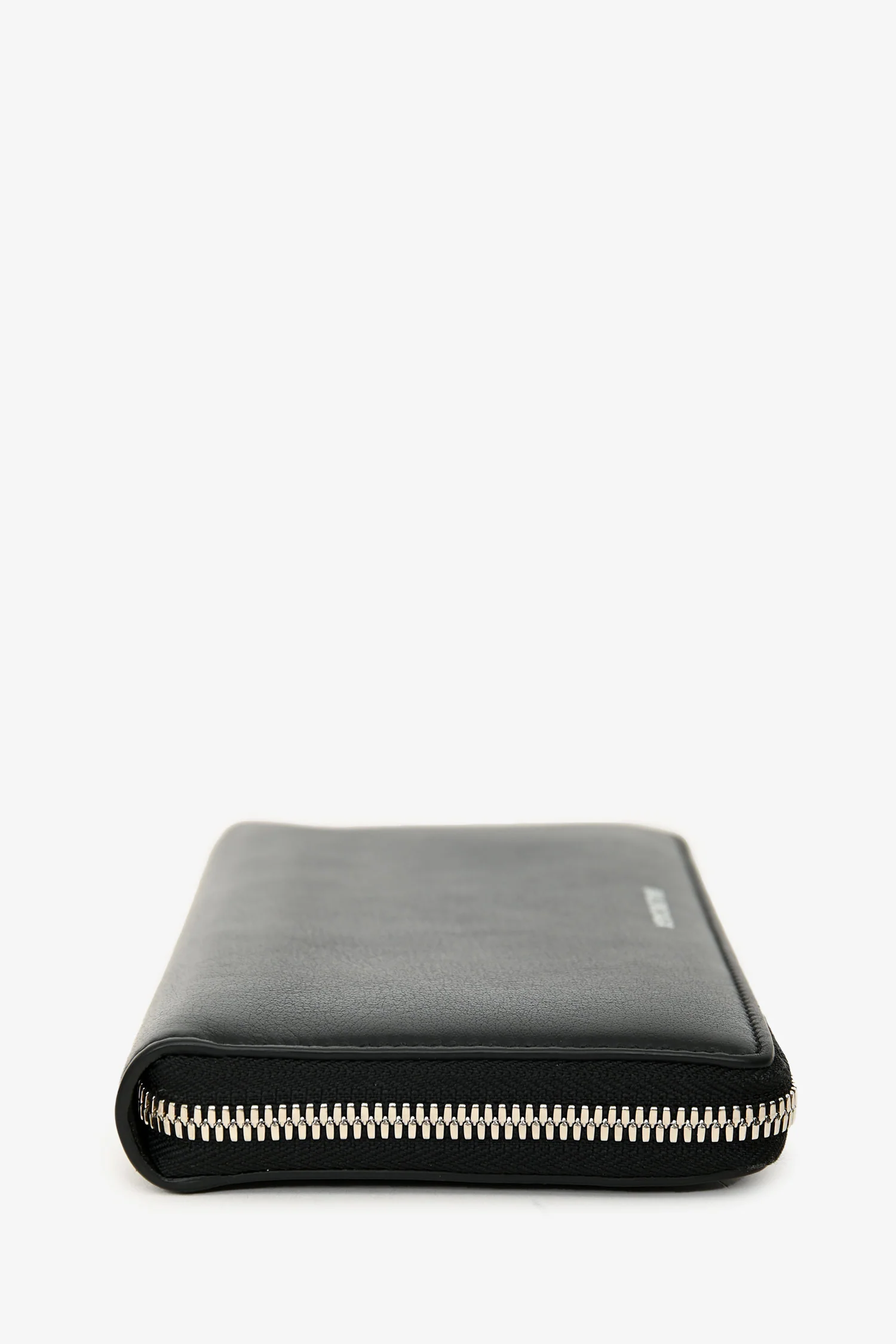 Balenciaga Black/White Logo Leather Zip Around Wallet