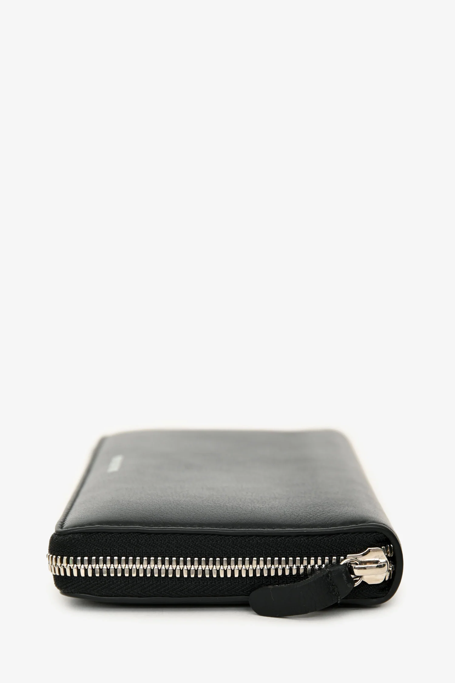Balenciaga Black/White Logo Leather Zip Around Wallet