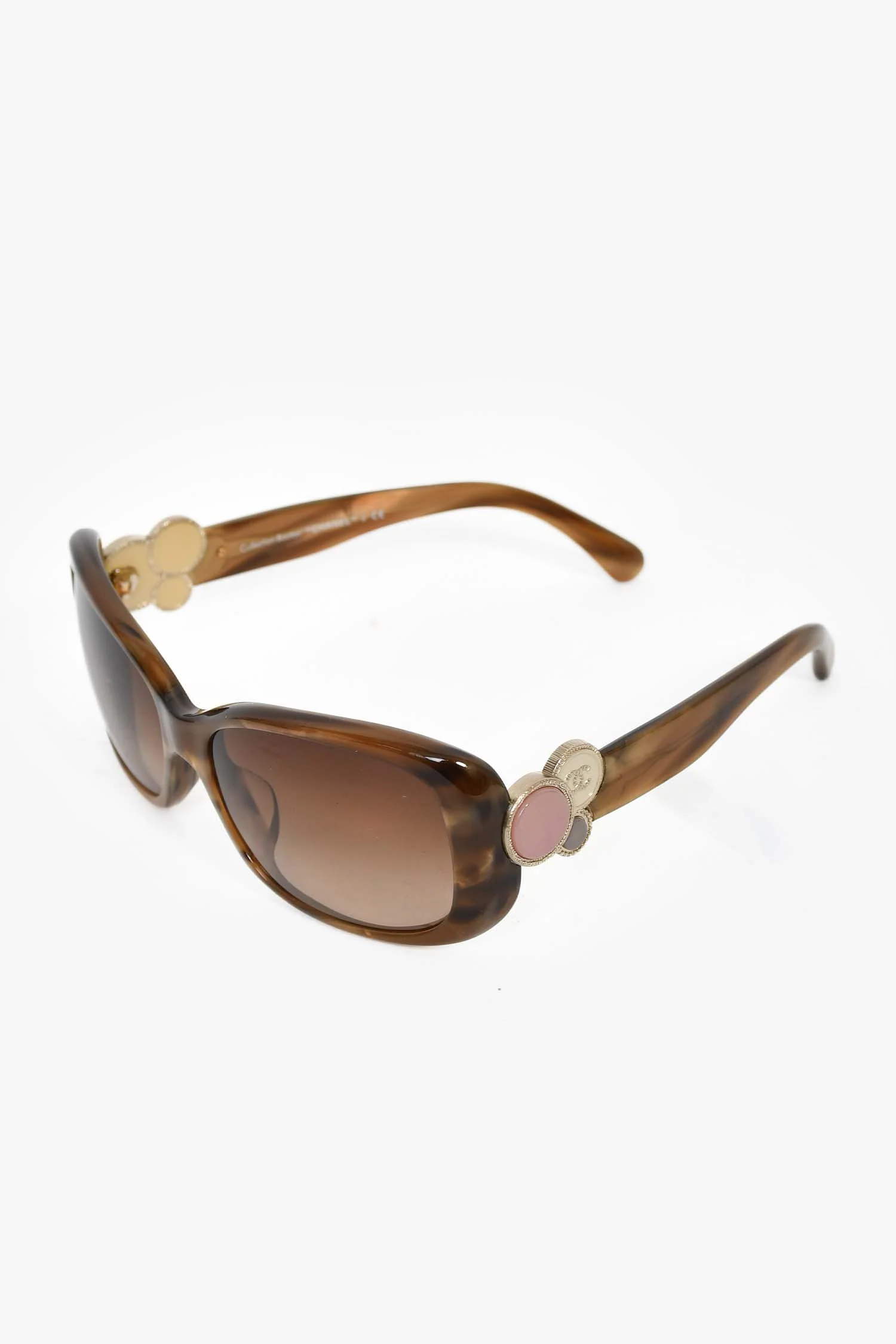 Pre-Loved Chanel™ Tortoise '5191 Bouton' Sunglasses