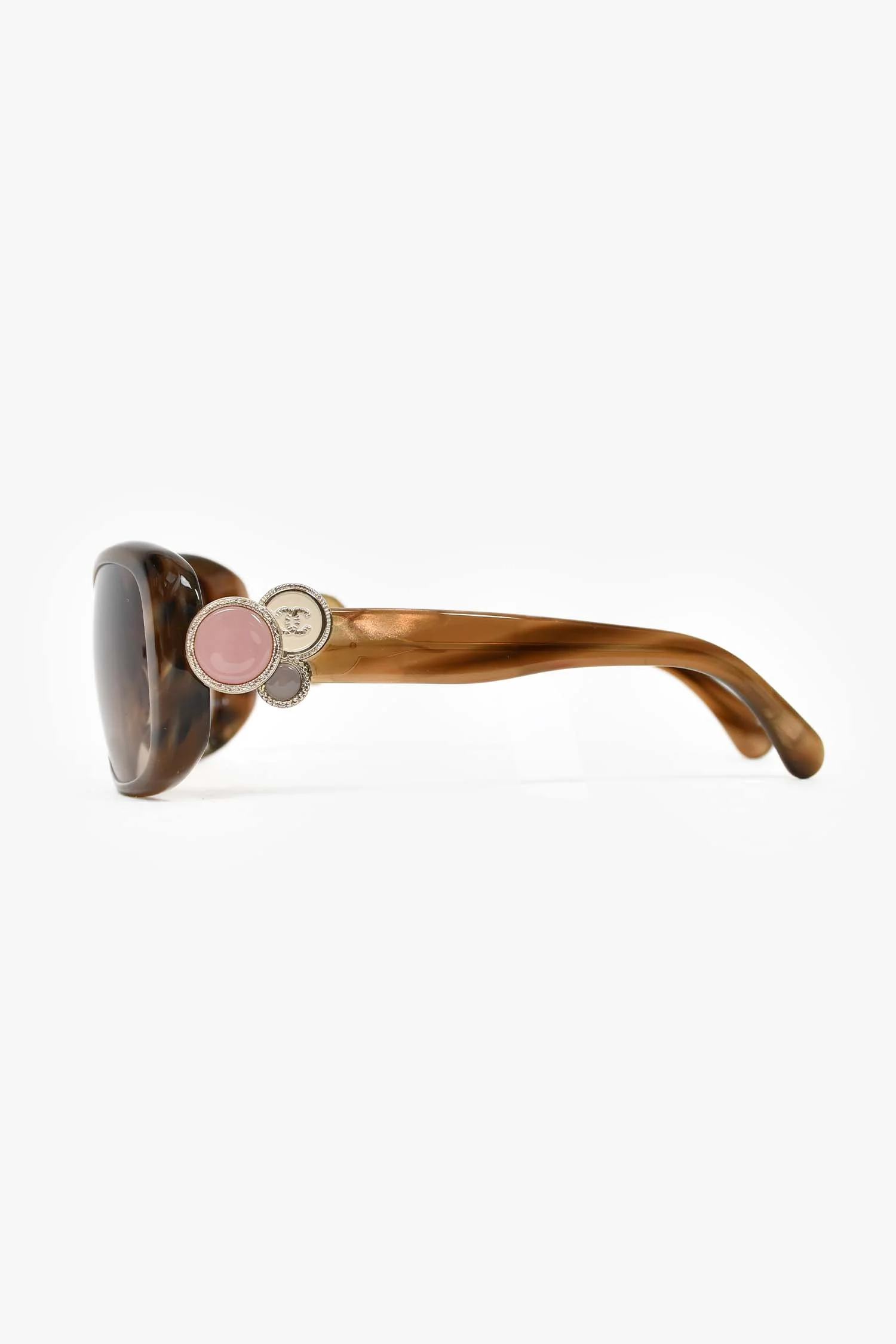Pre-Loved Chanel™ Tortoise '5191 Bouton' Sunglasses