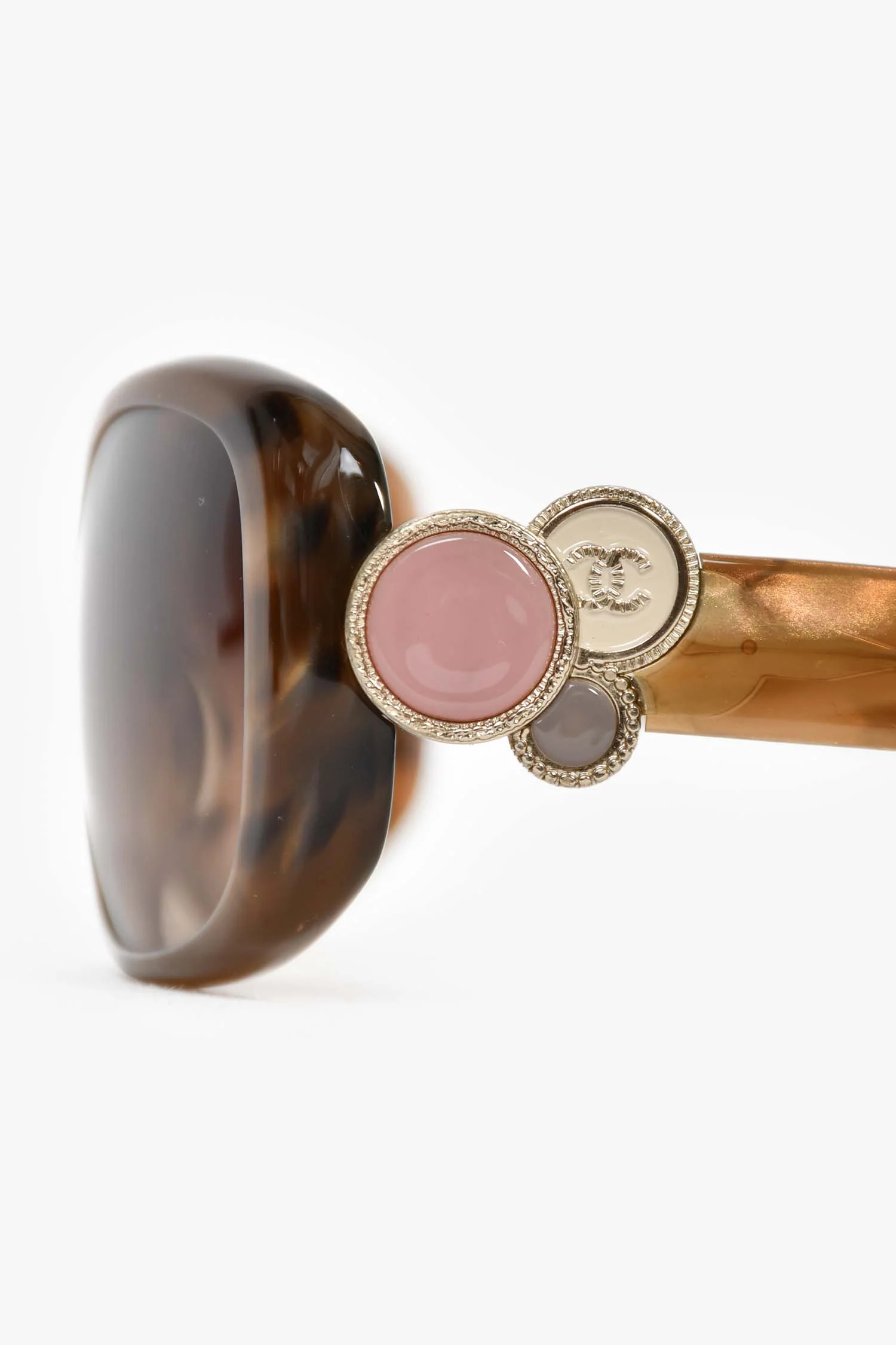 Pre-Loved Chanel™ Tortoise '5191 Bouton' Sunglasses