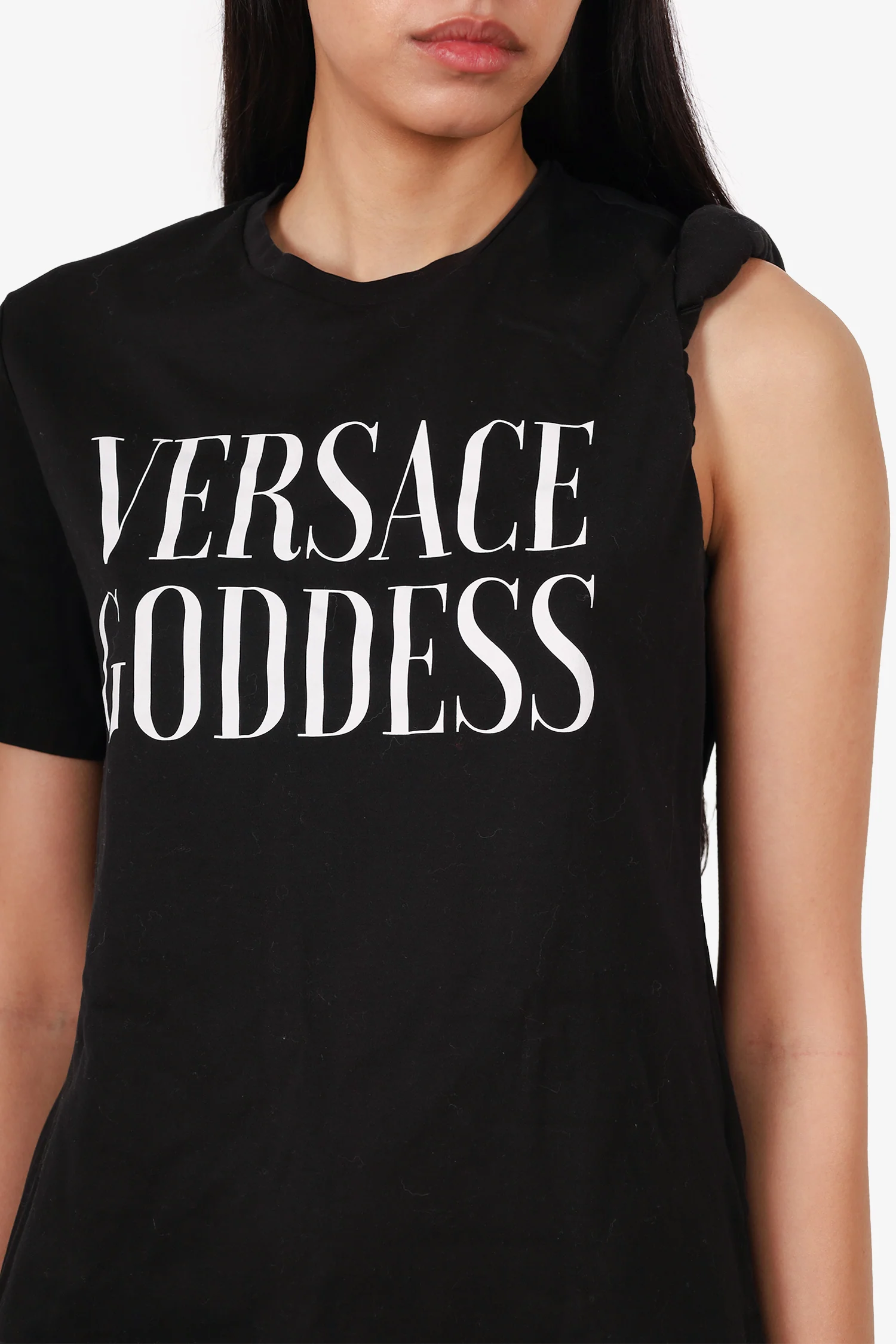 Versace Black 'Goddess' Rolled T-Shirt Size 40