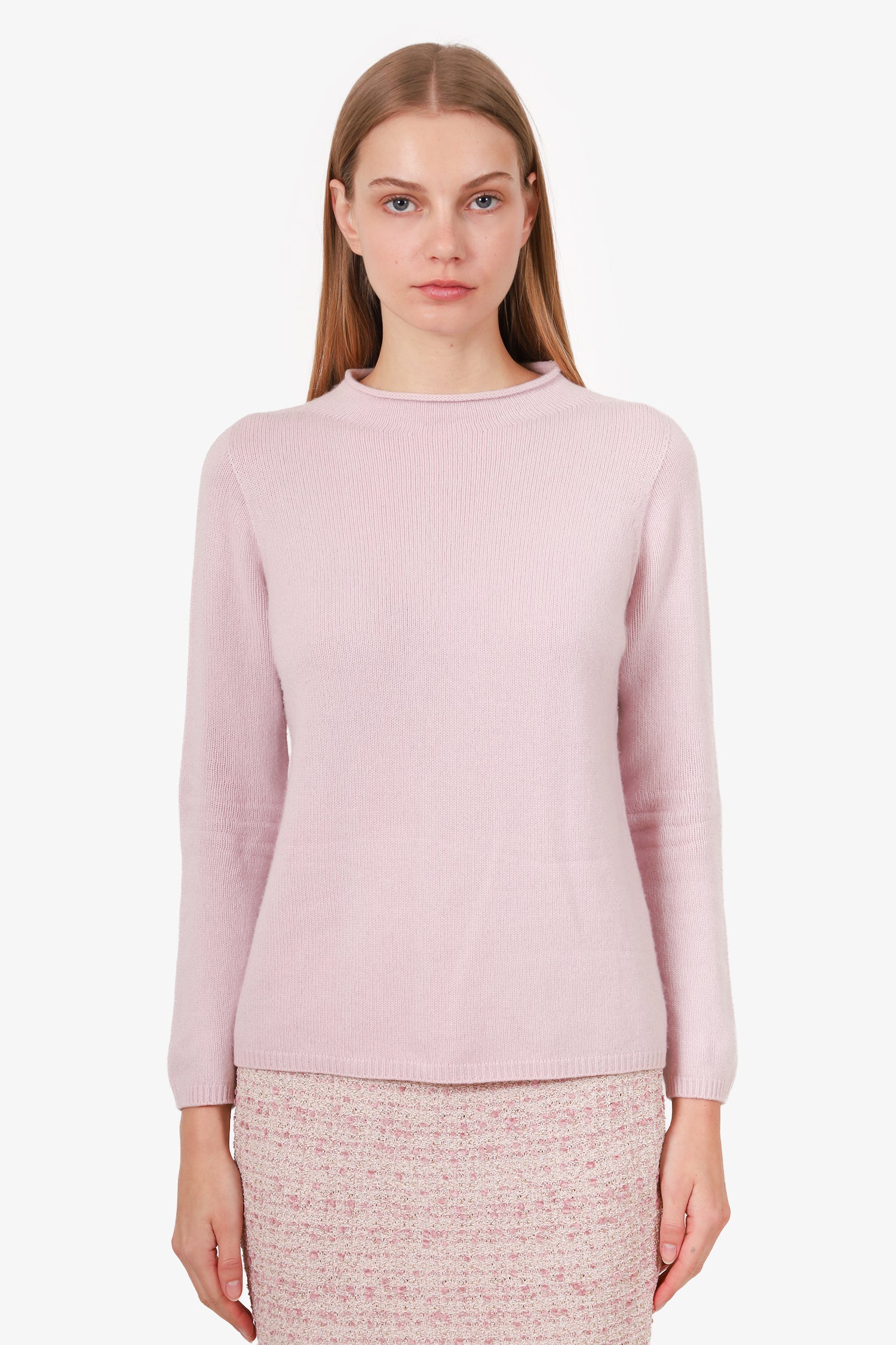 'S Max Mara Pink Knit Mock Neck Sweater Estimated Size X-Small