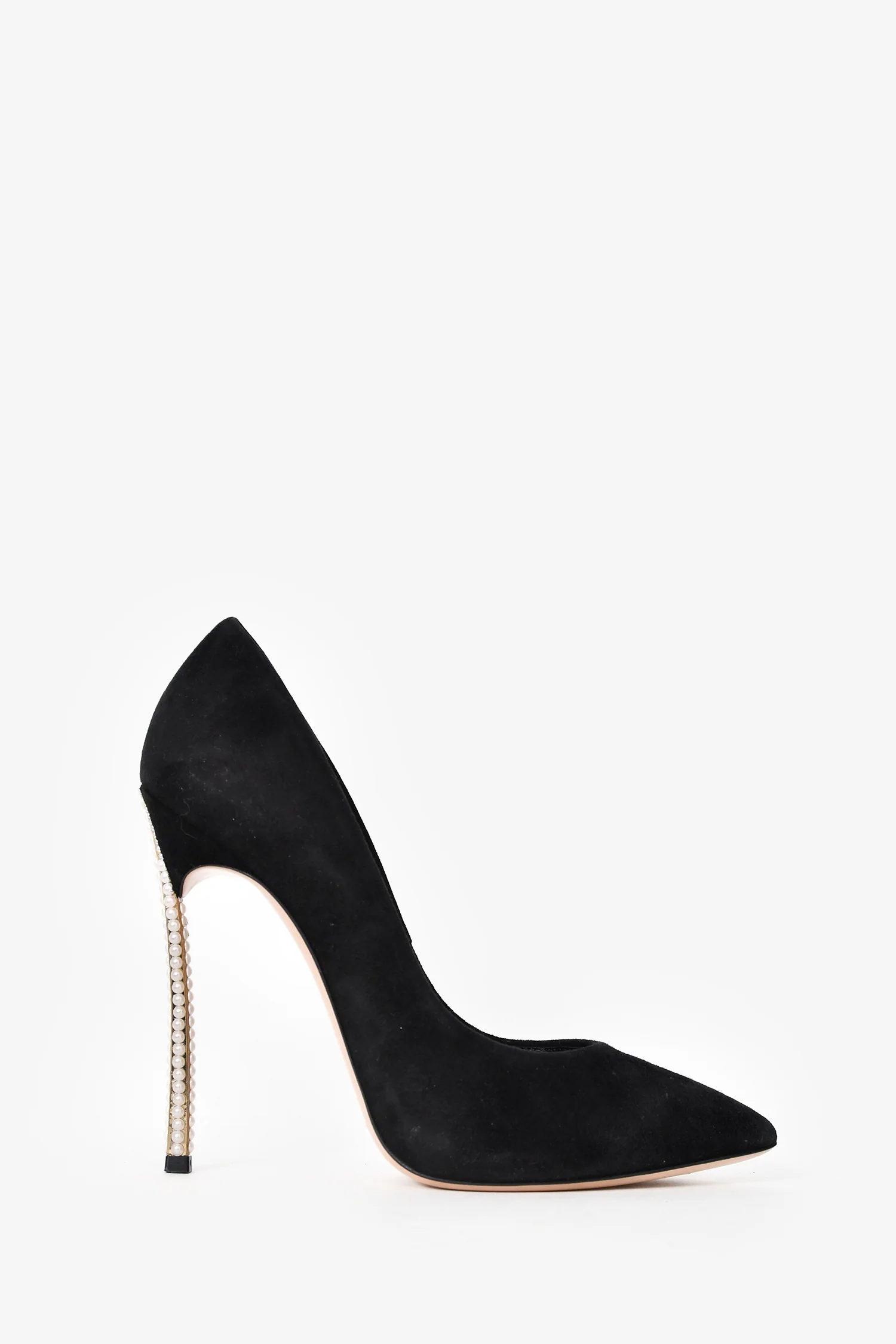 Casadei Black Suede Pearl Heels Size 7