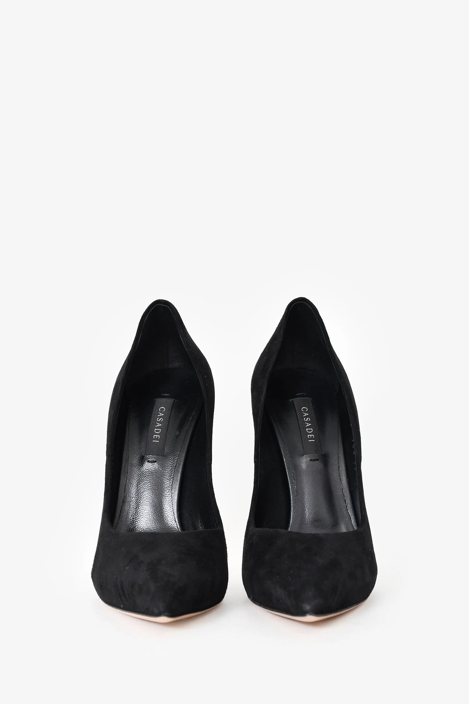 Casadei Black Suede Pearl Heels Size 7
