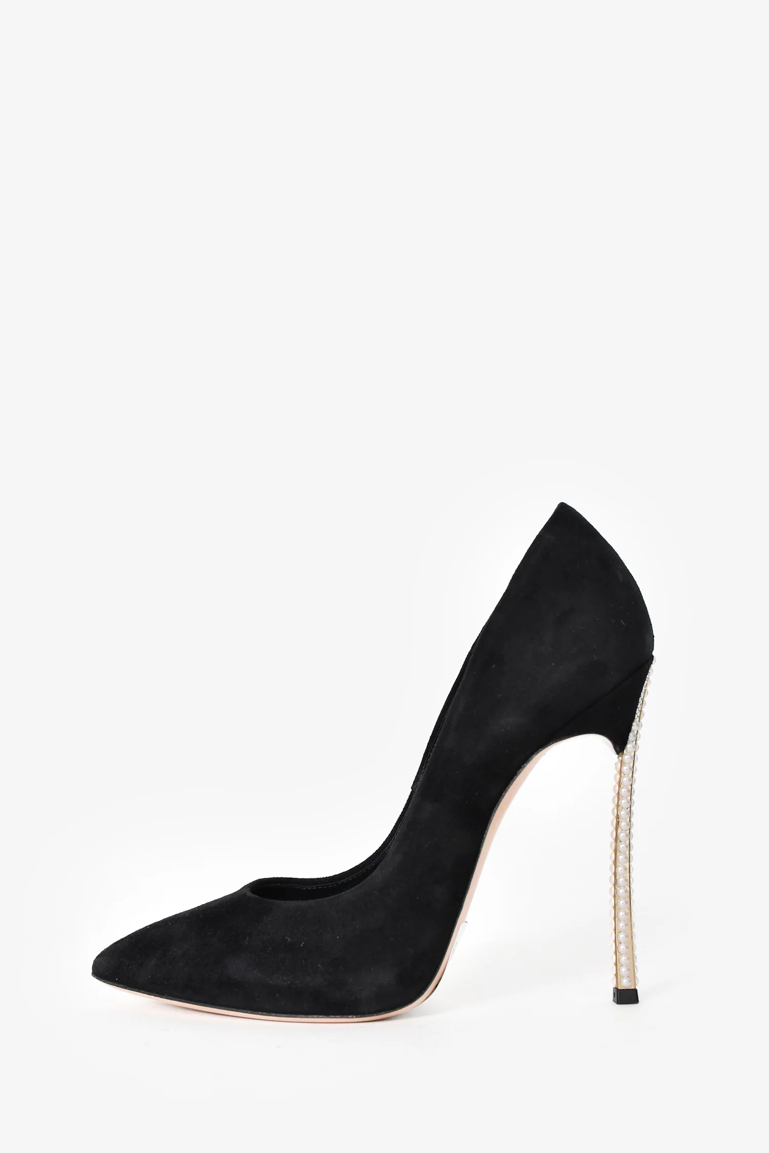 Casadei Black Suede Pearl Heels Size 7