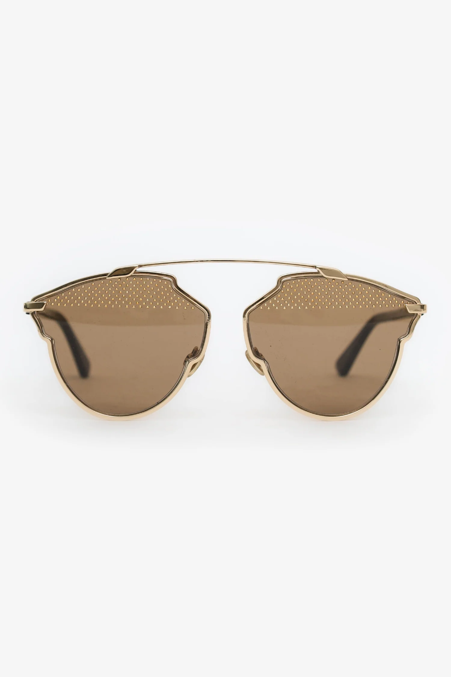 Christian Dior Gold Tone Metal So Real Studded Brow Bar Sunglasses