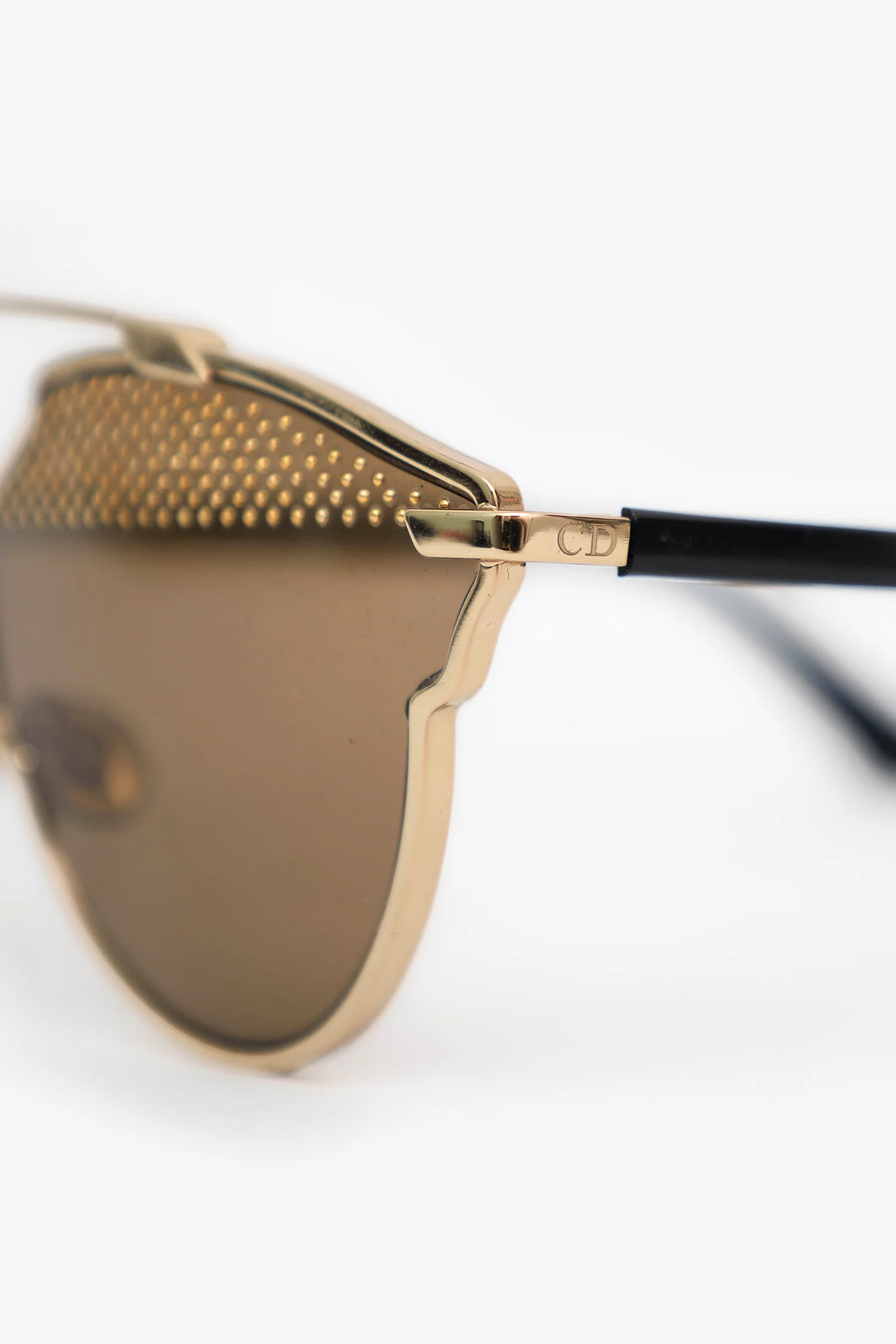 Christian Dior Gold Tone Metal So Real Studded Brow Bar Sunglasses