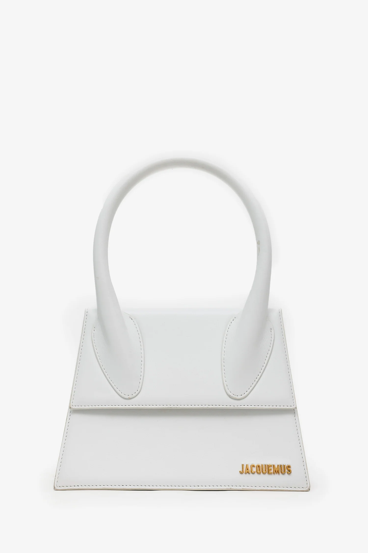 Jacquemus White Leather Medium 'Le Chiquito' Top Handle With Strap