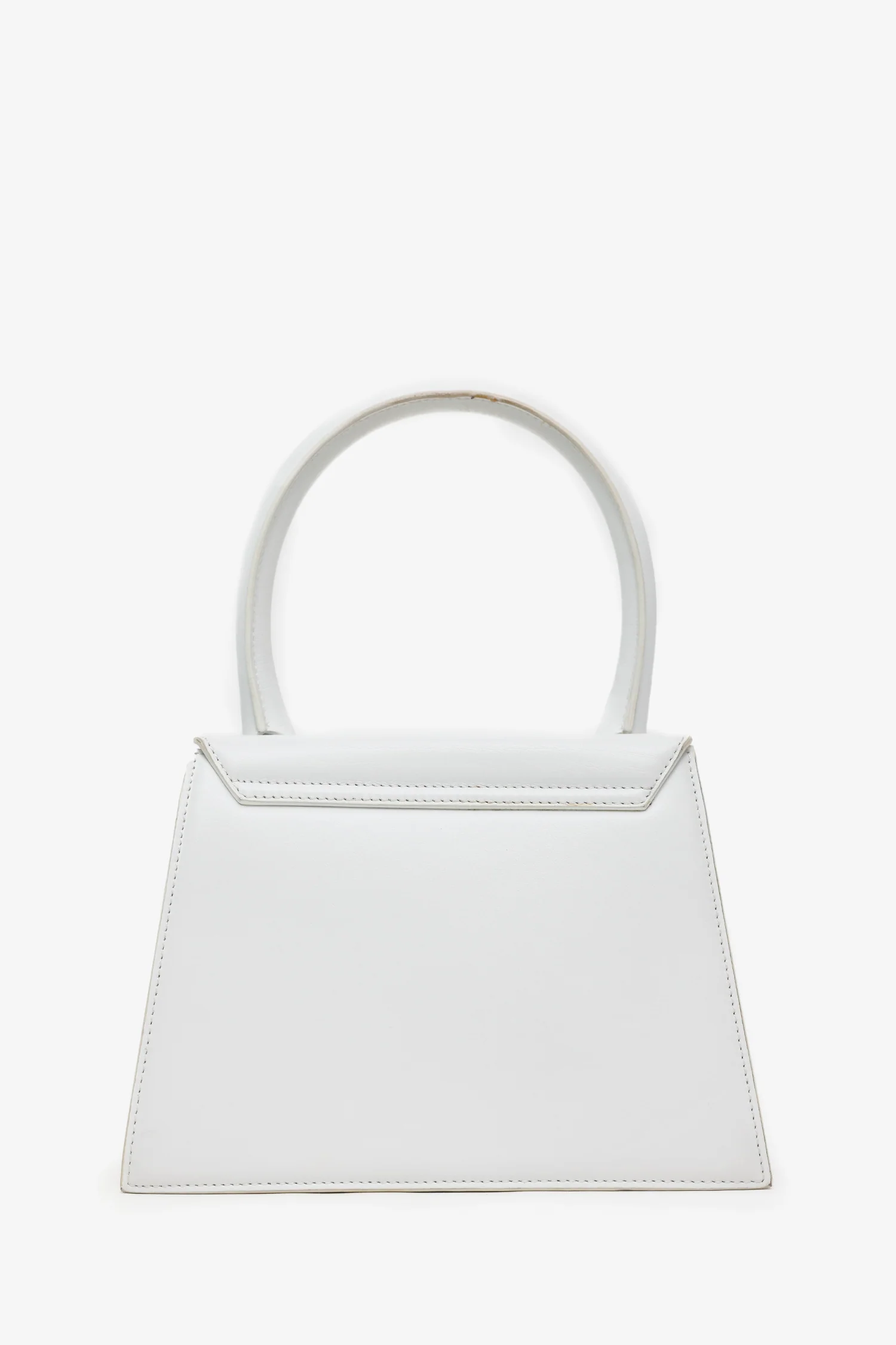 Jacquemus White Leather Medium 'Le Chiquito' Top Handle With Strap