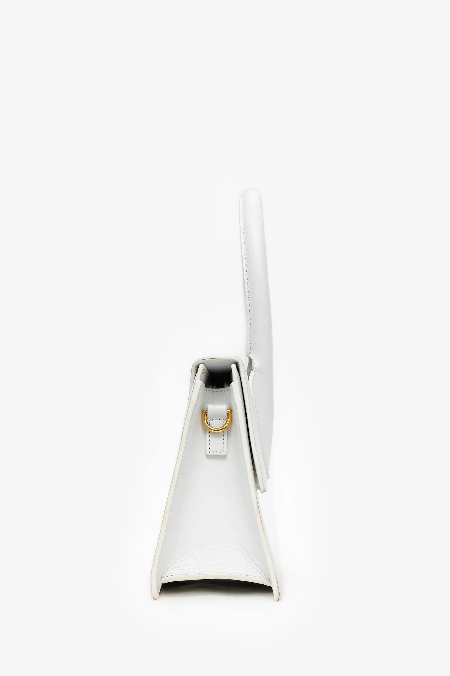 Jacquemus White Leather Medium 'Le Chiquito' Top Handle With Strap