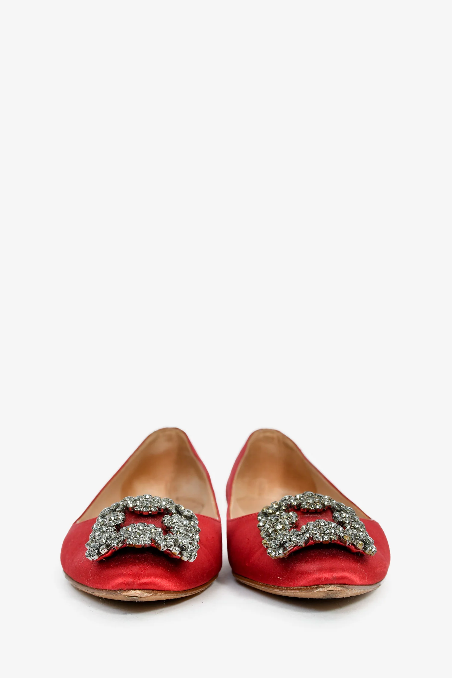 Manolo Blahnik Red Satin Hangisi Flats Size 36.5