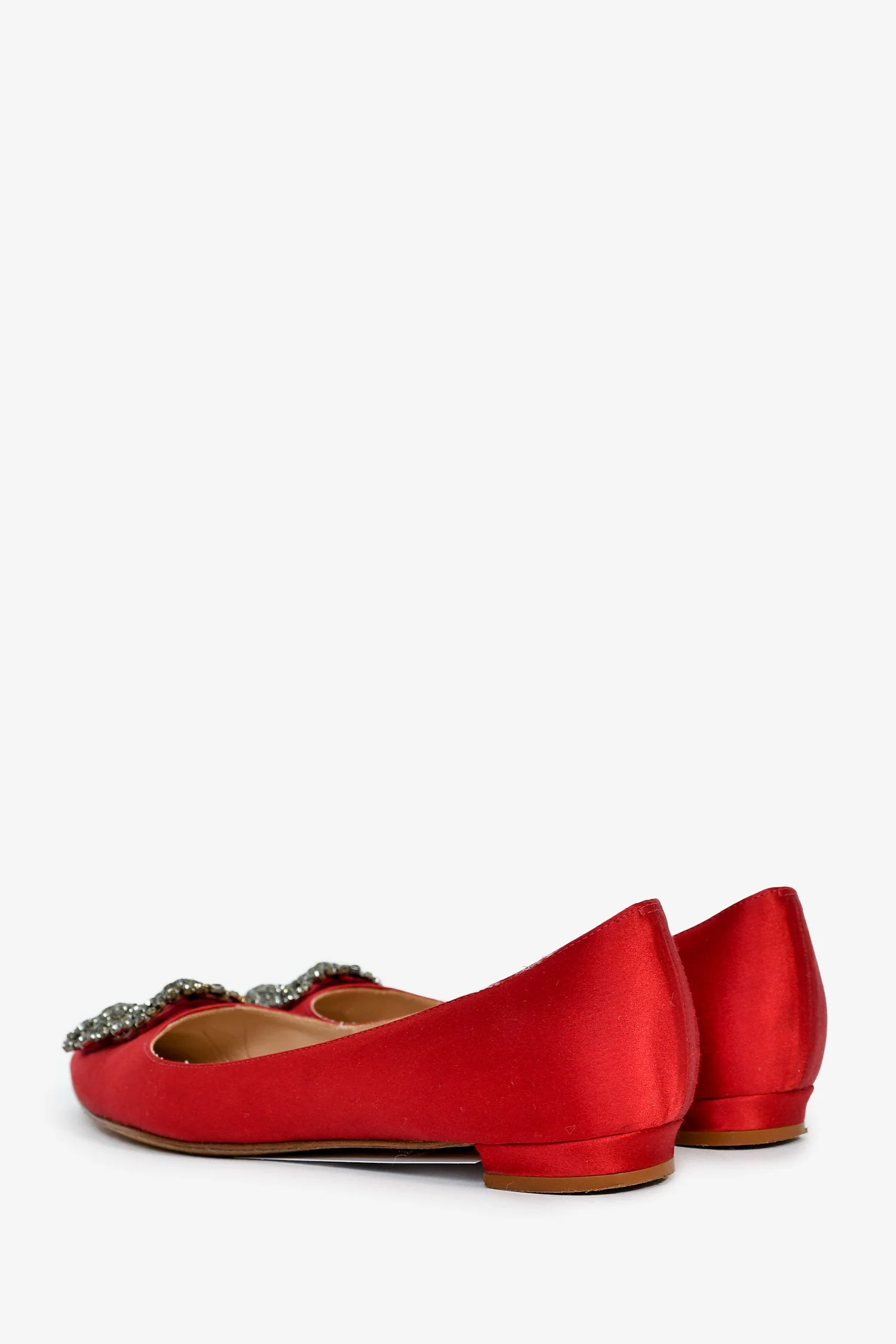 Manolo Blahnik Red Satin Hangisi Flats Size 36.5