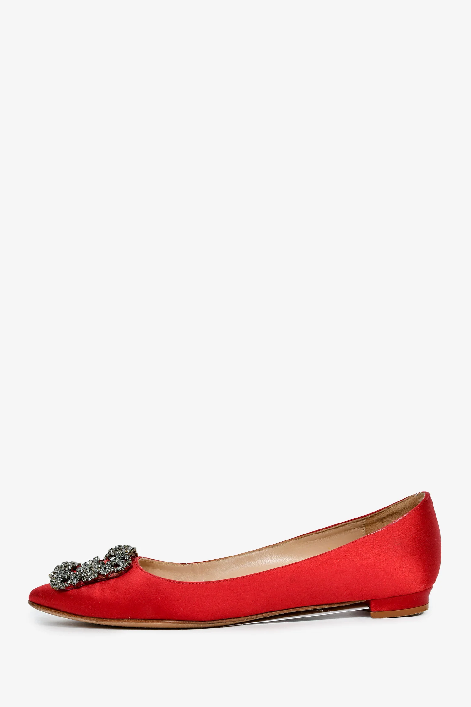 Manolo Blahnik Red Satin Hangisi Flats Size 36.5