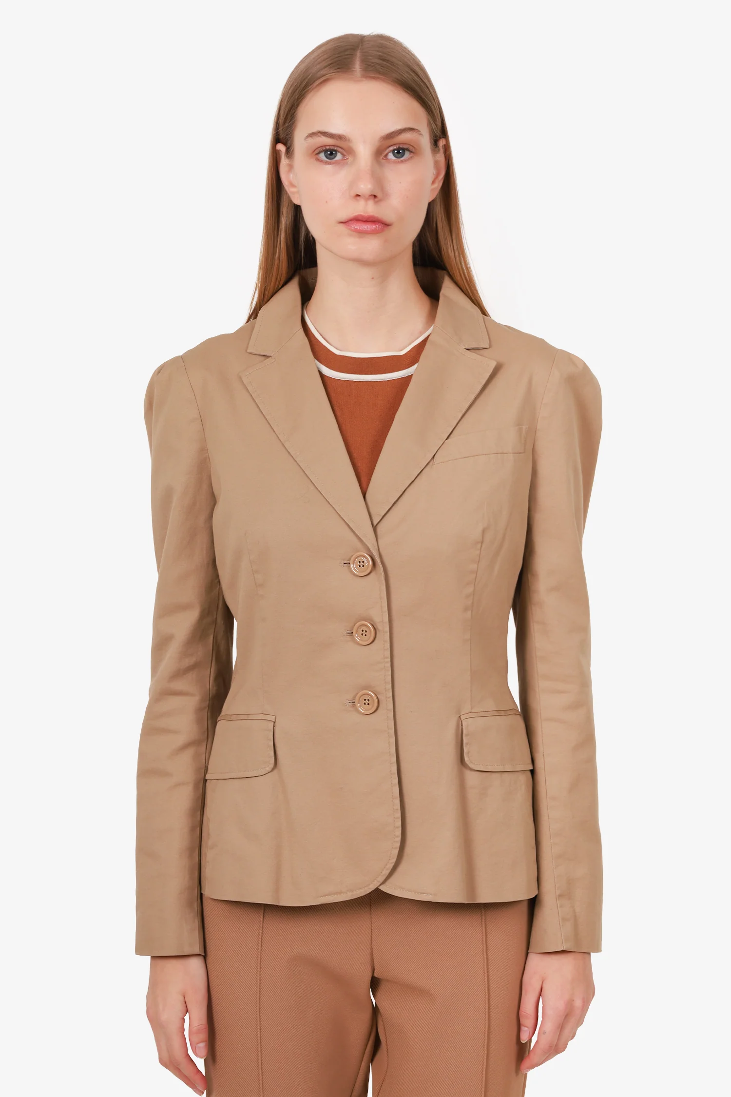 Moschino Cheap & Chic Brown Cotton Tie-Back Blazer Size 10