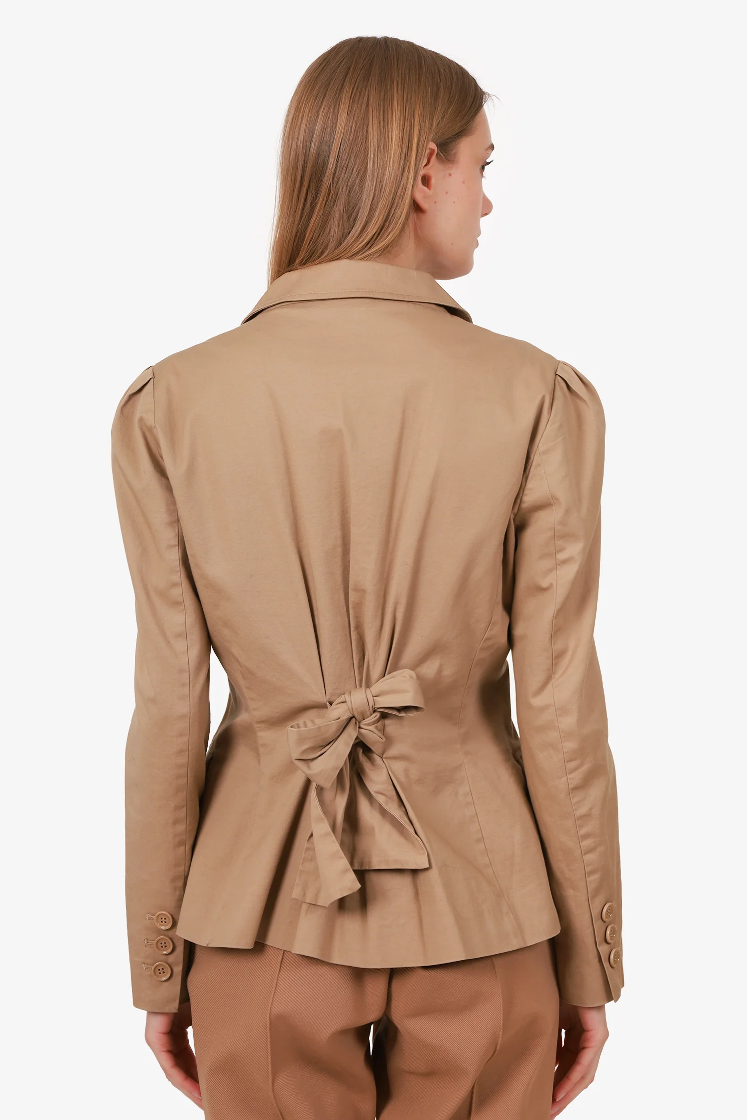 Moschino Cheap & Chic Brown Cotton Tie-Back Blazer Size 10