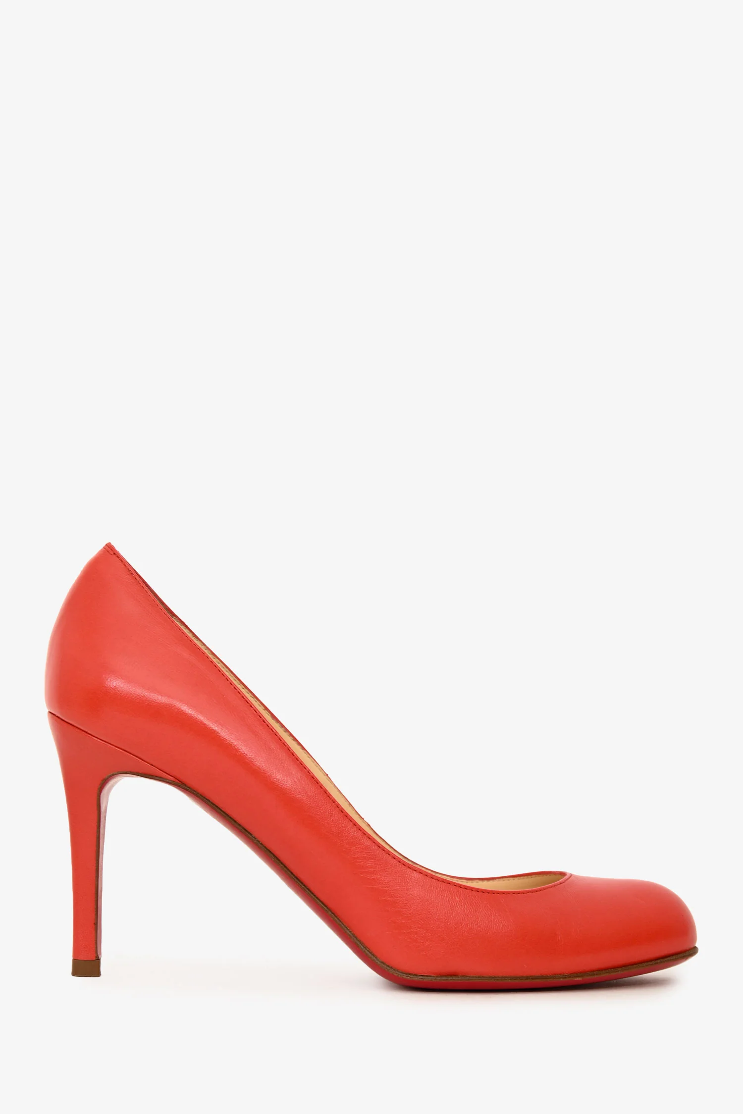 Christian Louboutin Red Leather Round Toe Heels Size 35