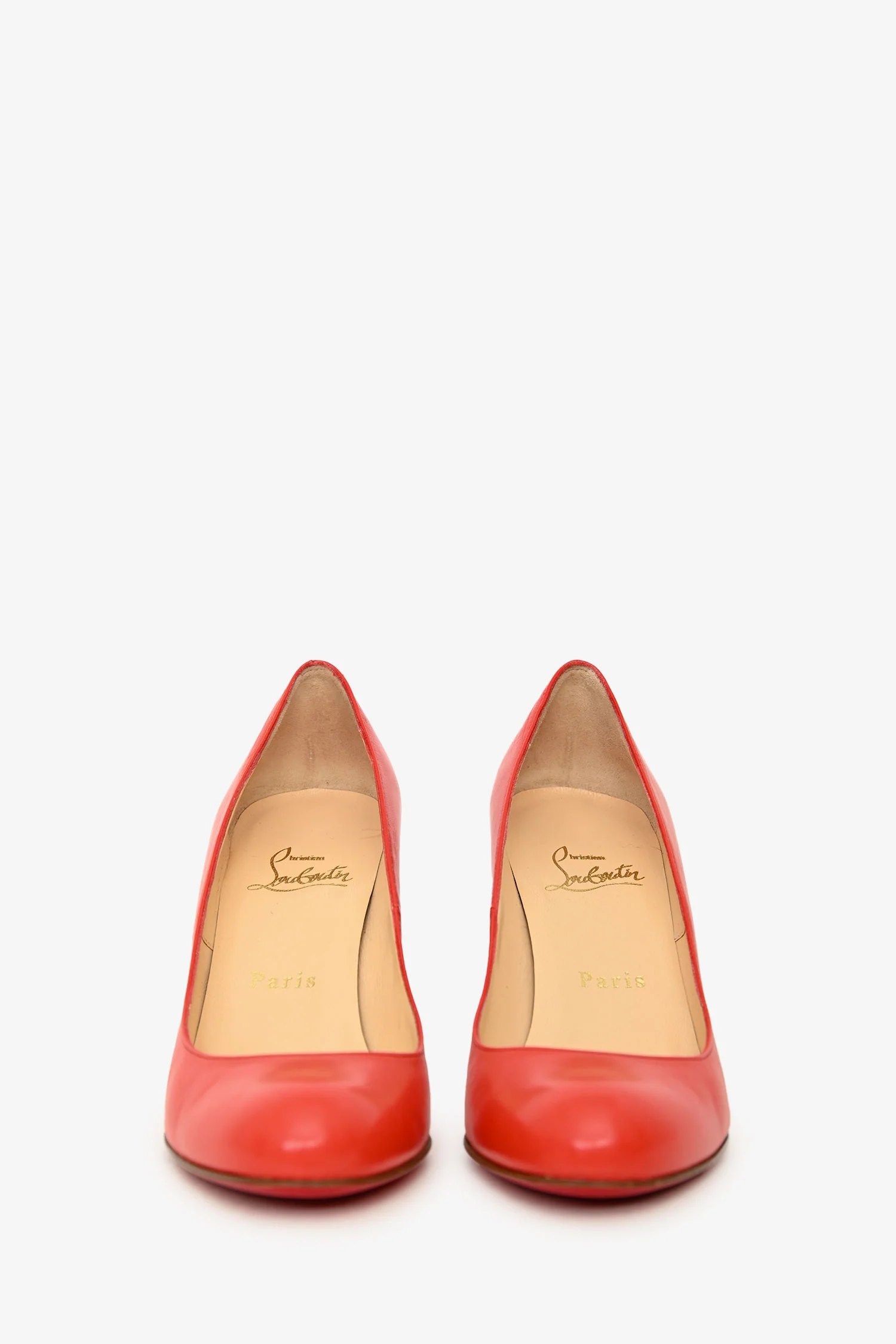 Christian Louboutin Red Leather Round Toe Heels Size 35