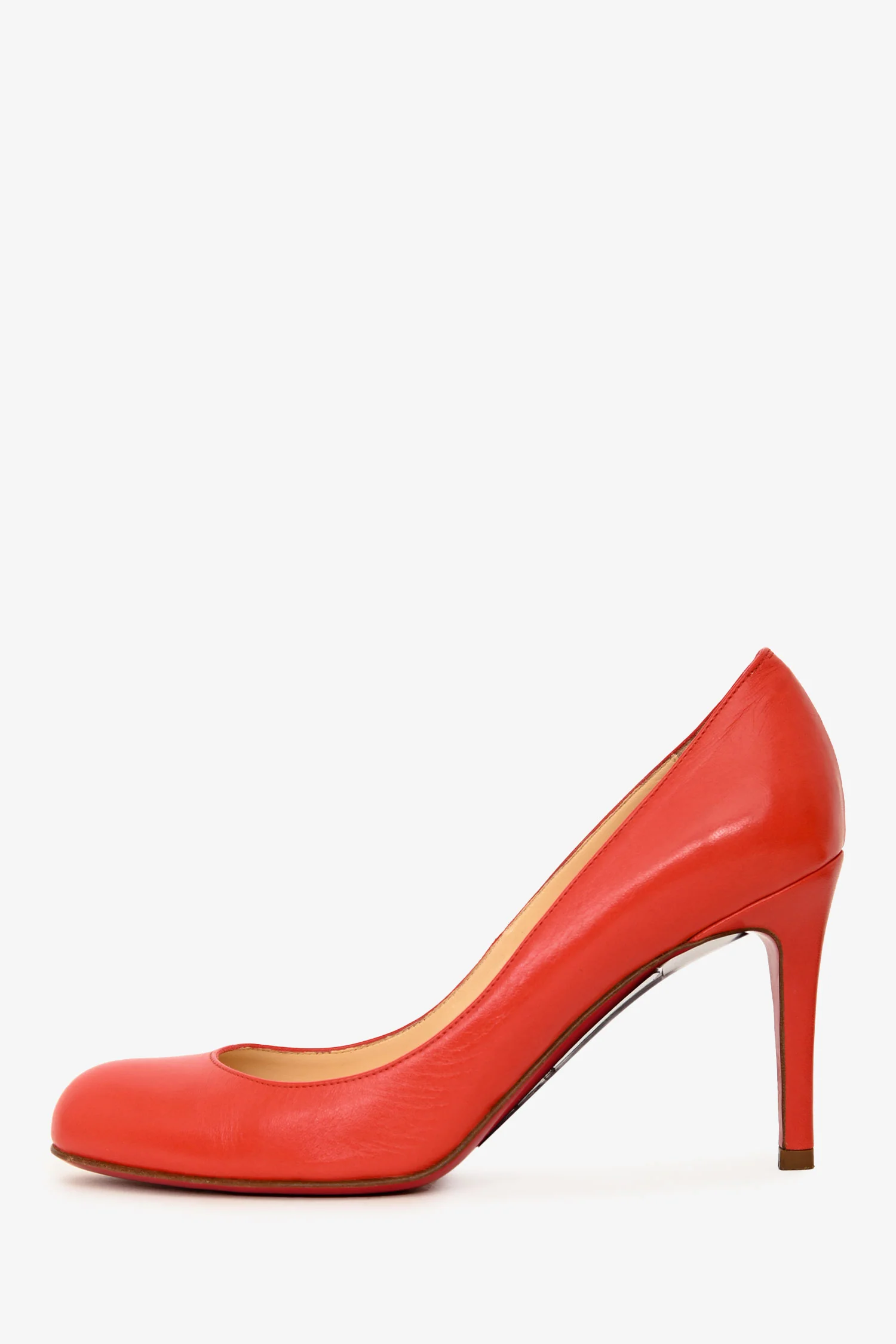 Christian Louboutin Red Leather Round Toe Heels Size 35