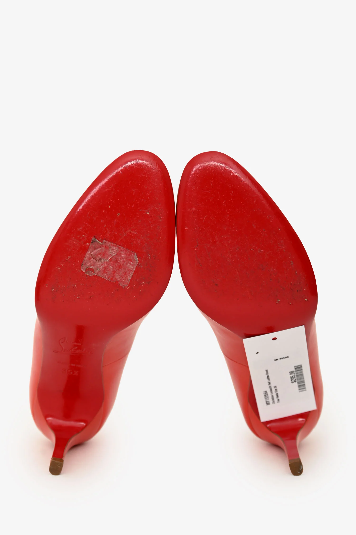 Christian Louboutin Red Leather Round Toe Heels Size 35