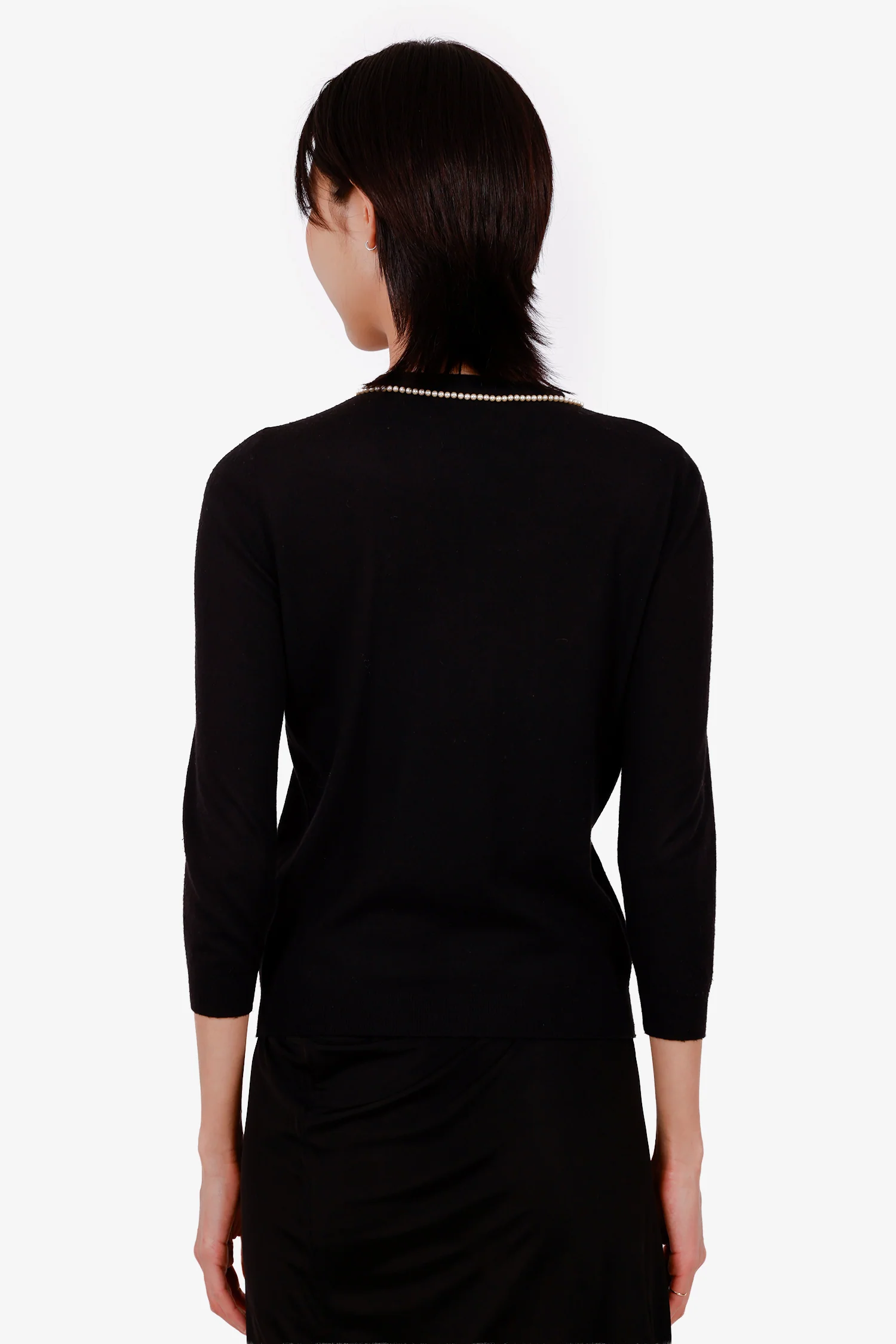 Moschino Black Wool/Silk Pearled Cardigan Estimated Size S