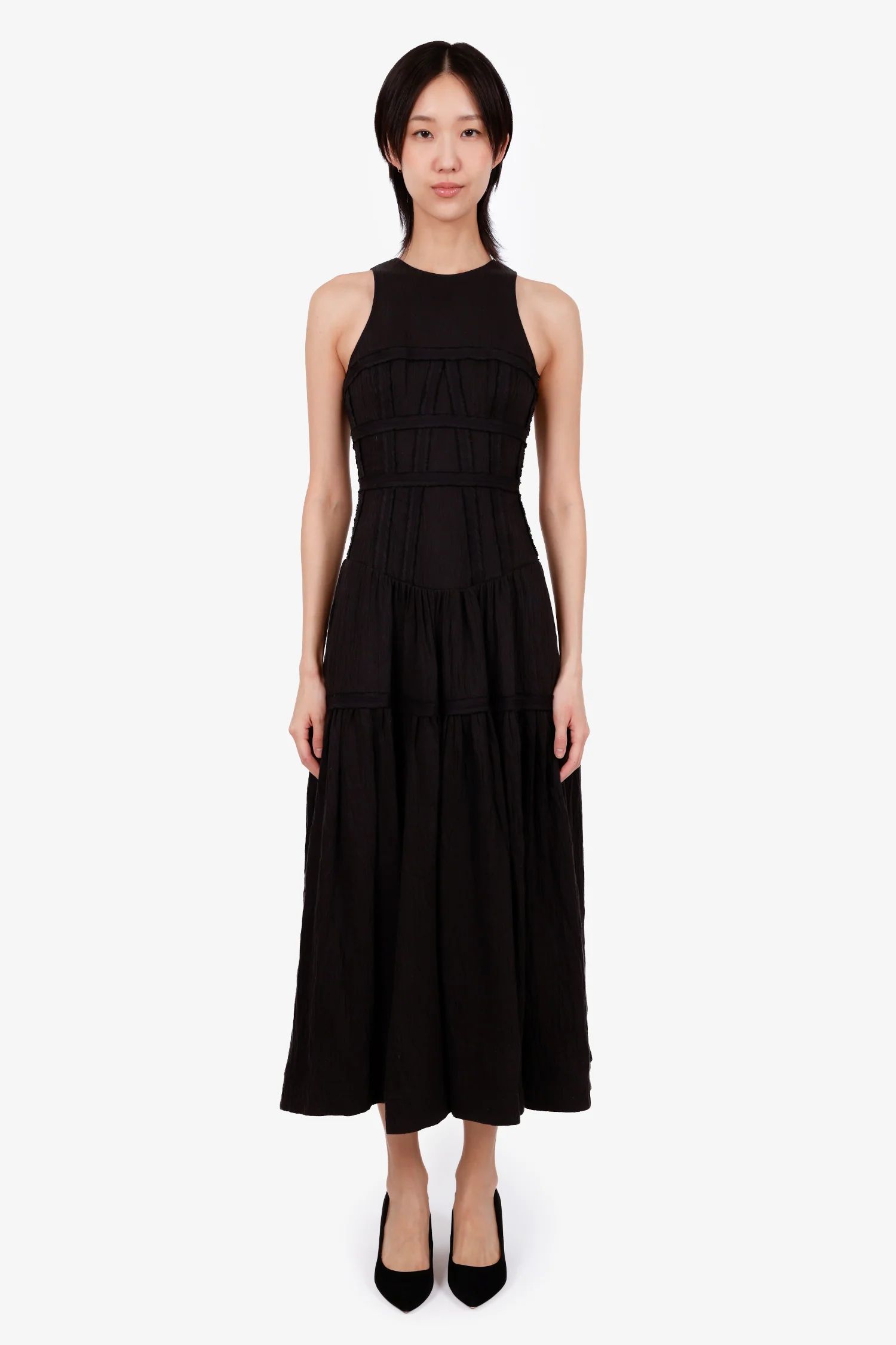 AJE Black Corset Midi Dress Size 6
