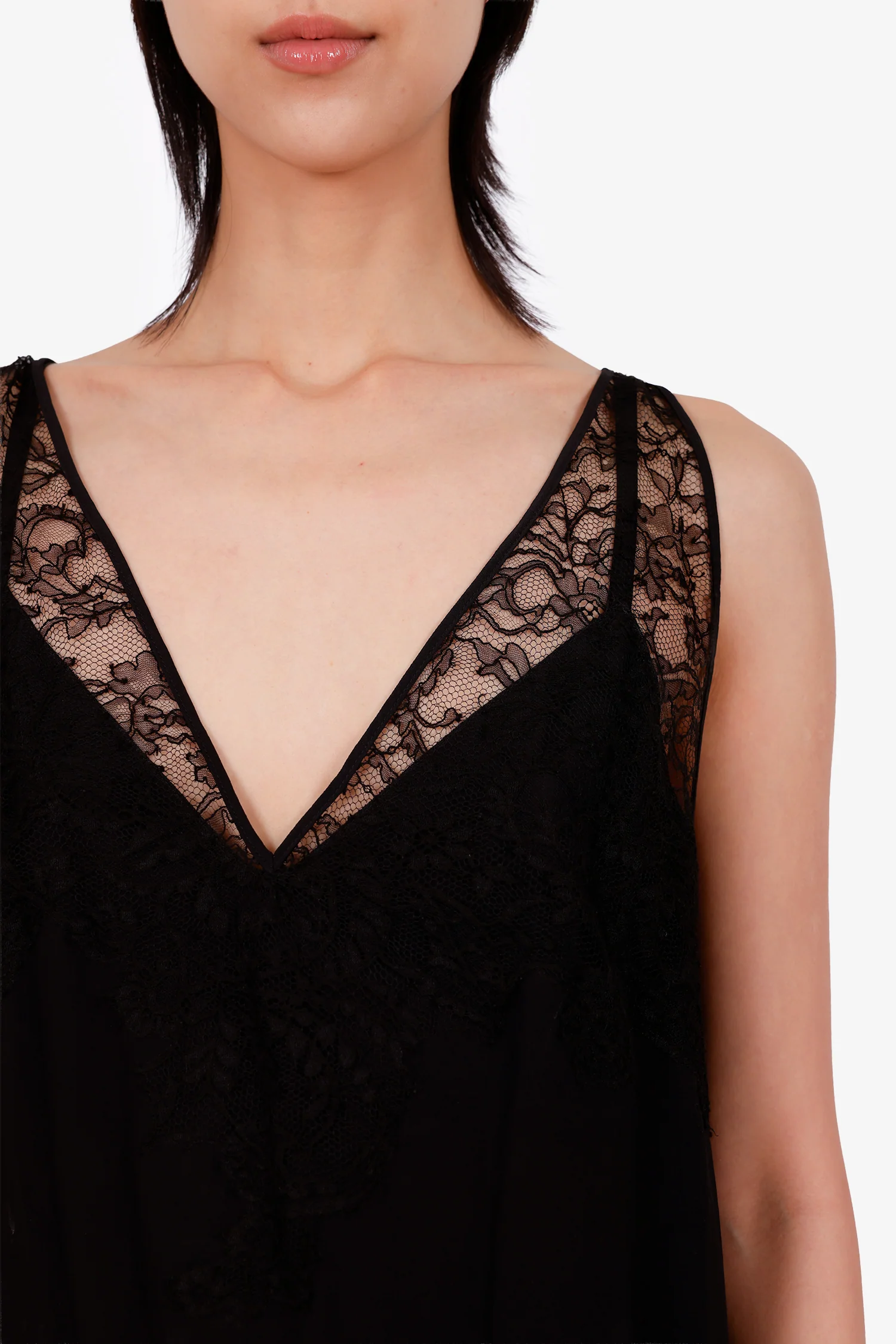 Givenchy Black Silk Lace Tank Top Size 40
