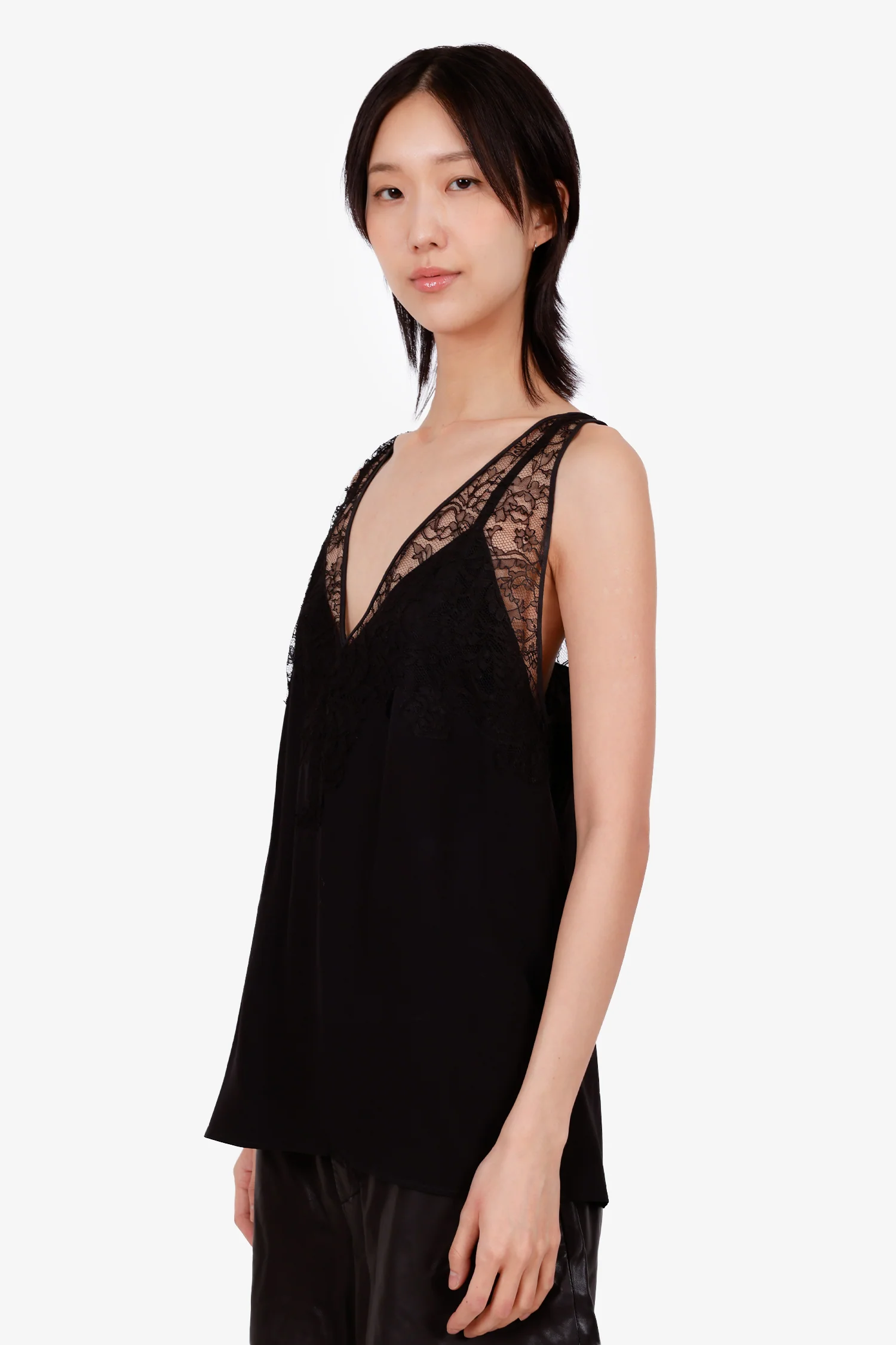 Givenchy Black Silk Lace Tank Top Size 40