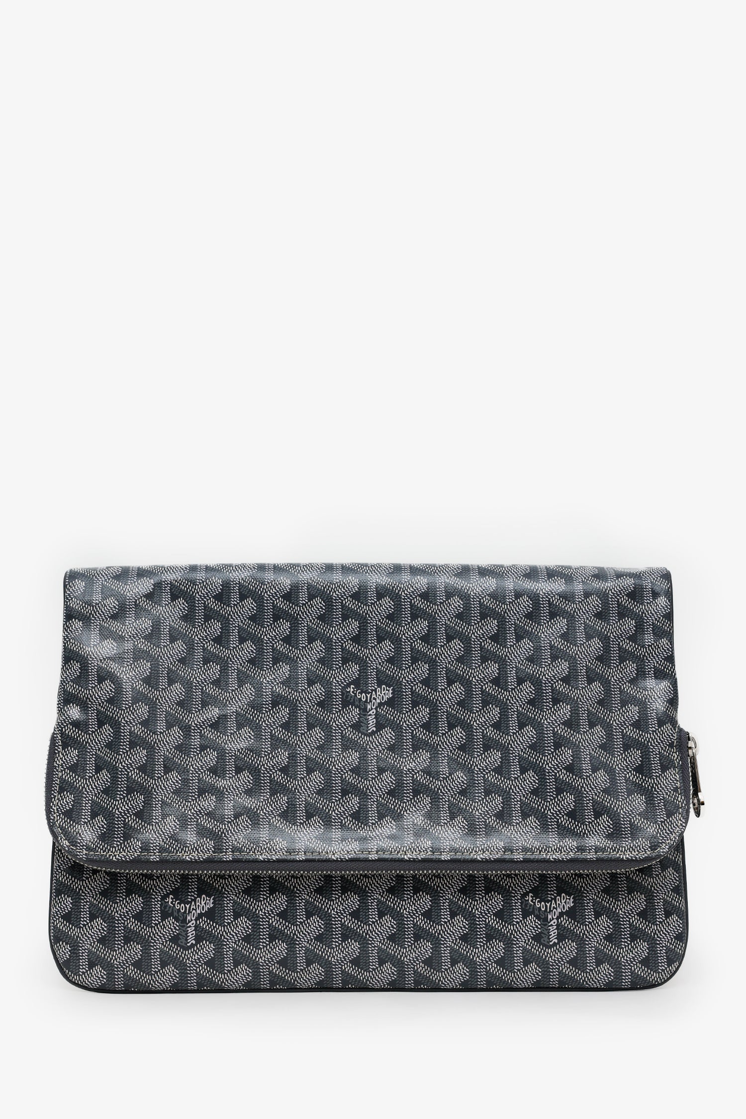 Goyard Grey Goyardine Leather 'Sainte Marie' GM Clutch