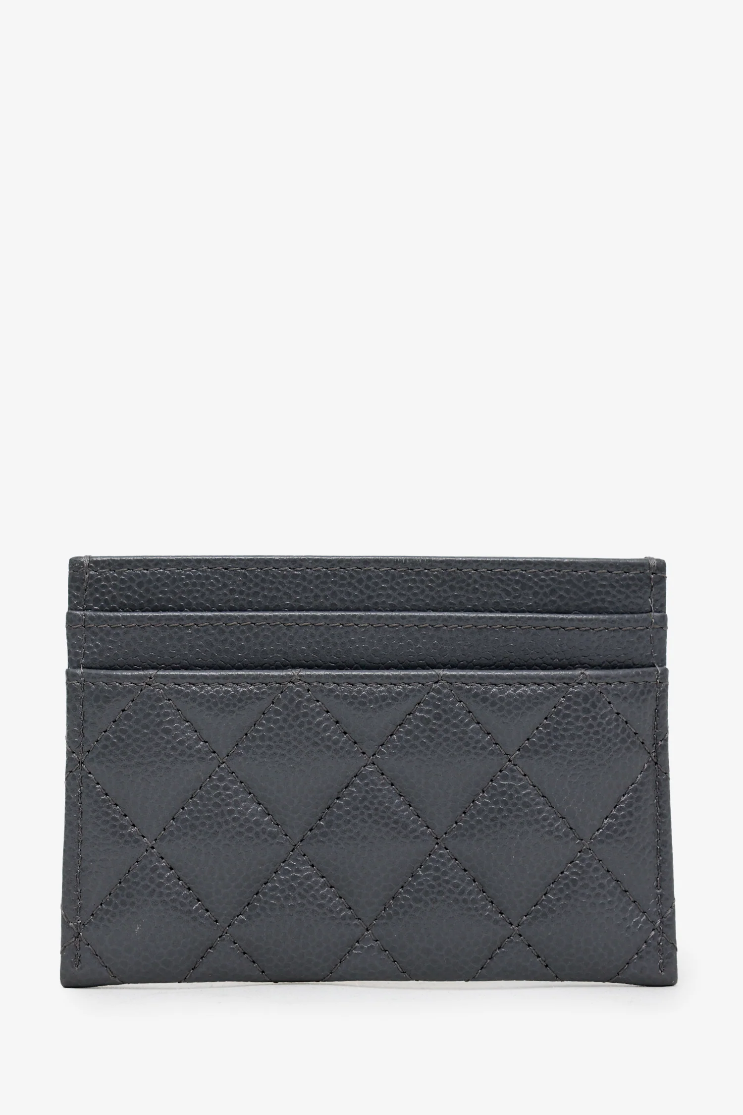 Pre-Loved Chanel™ Grey Quilted Caviar Boy Card Holder