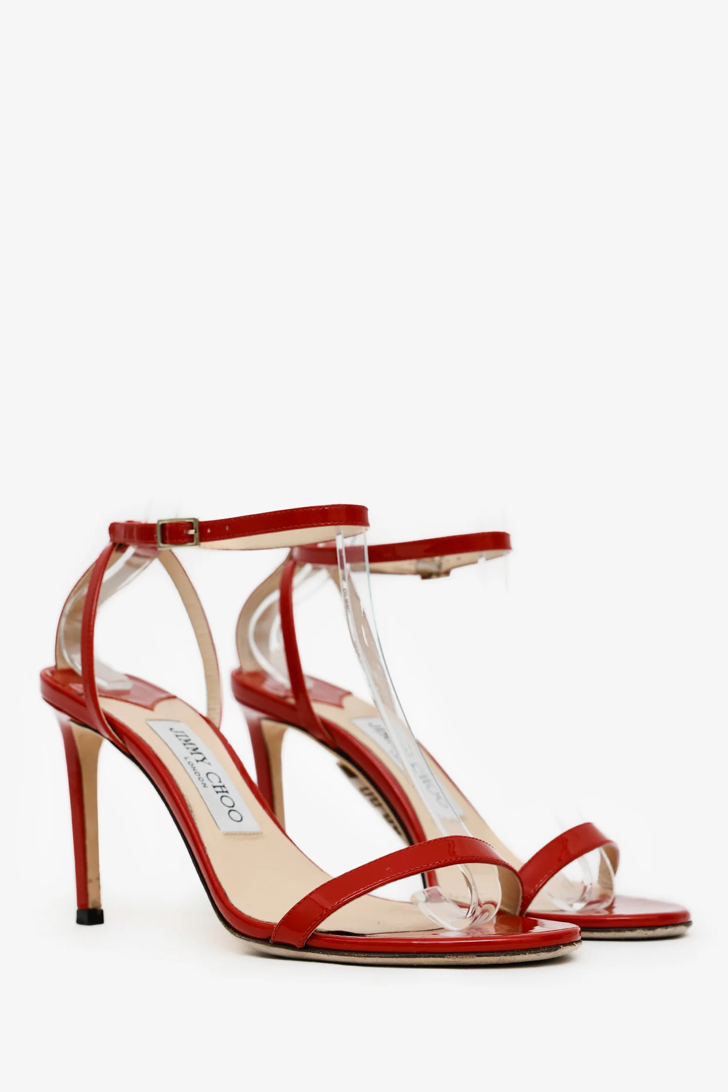 Jimmy Choo Red Patent Leather Minny 85 Sandals Size 37