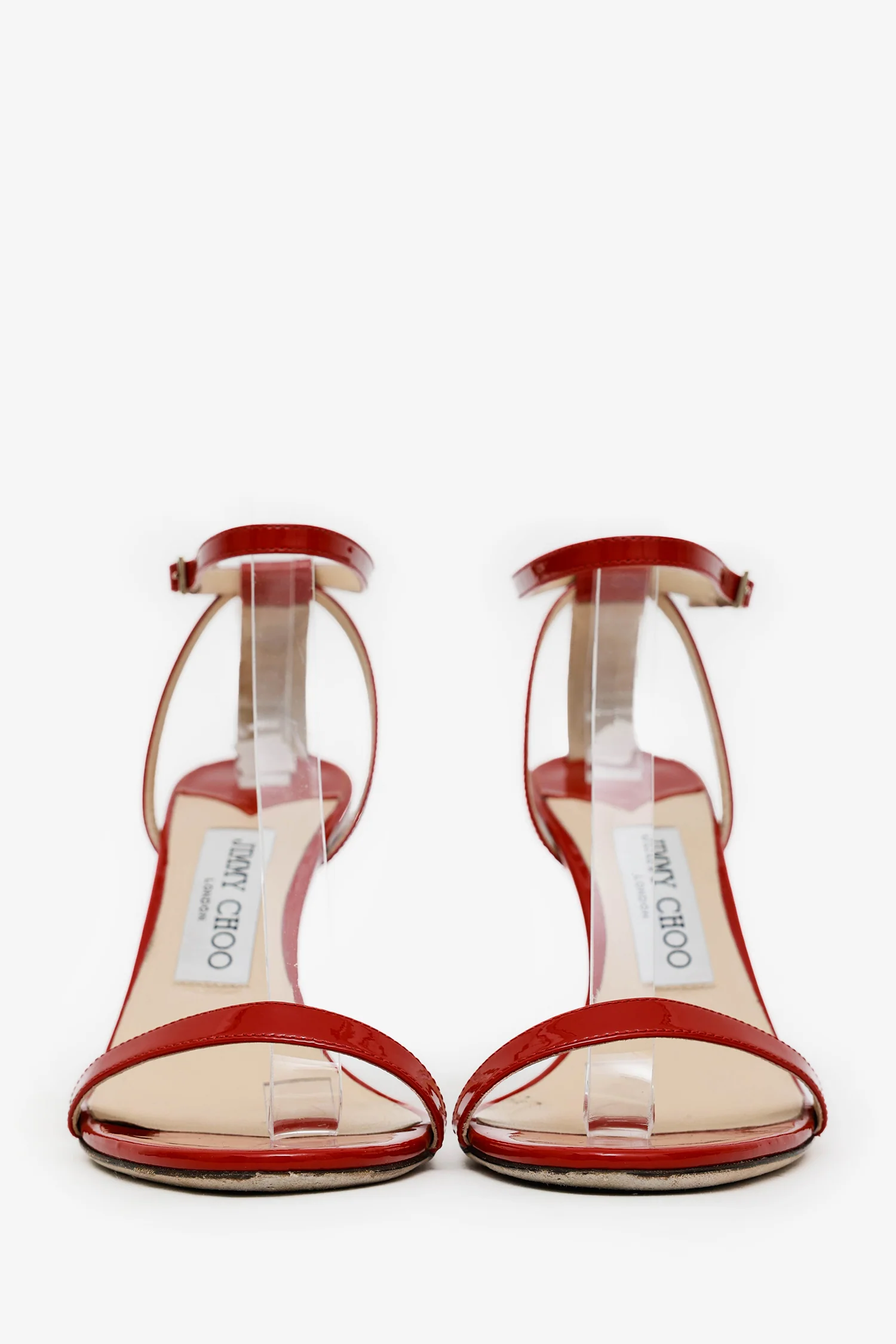 Jimmy Choo Red Patent Leather Minny 85 Sandals Size 37