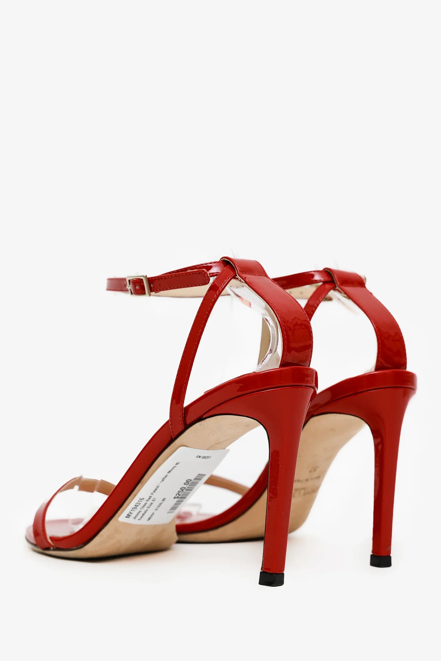 Jimmy Choo Red Patent Leather Minny 85 Sandals Size 37