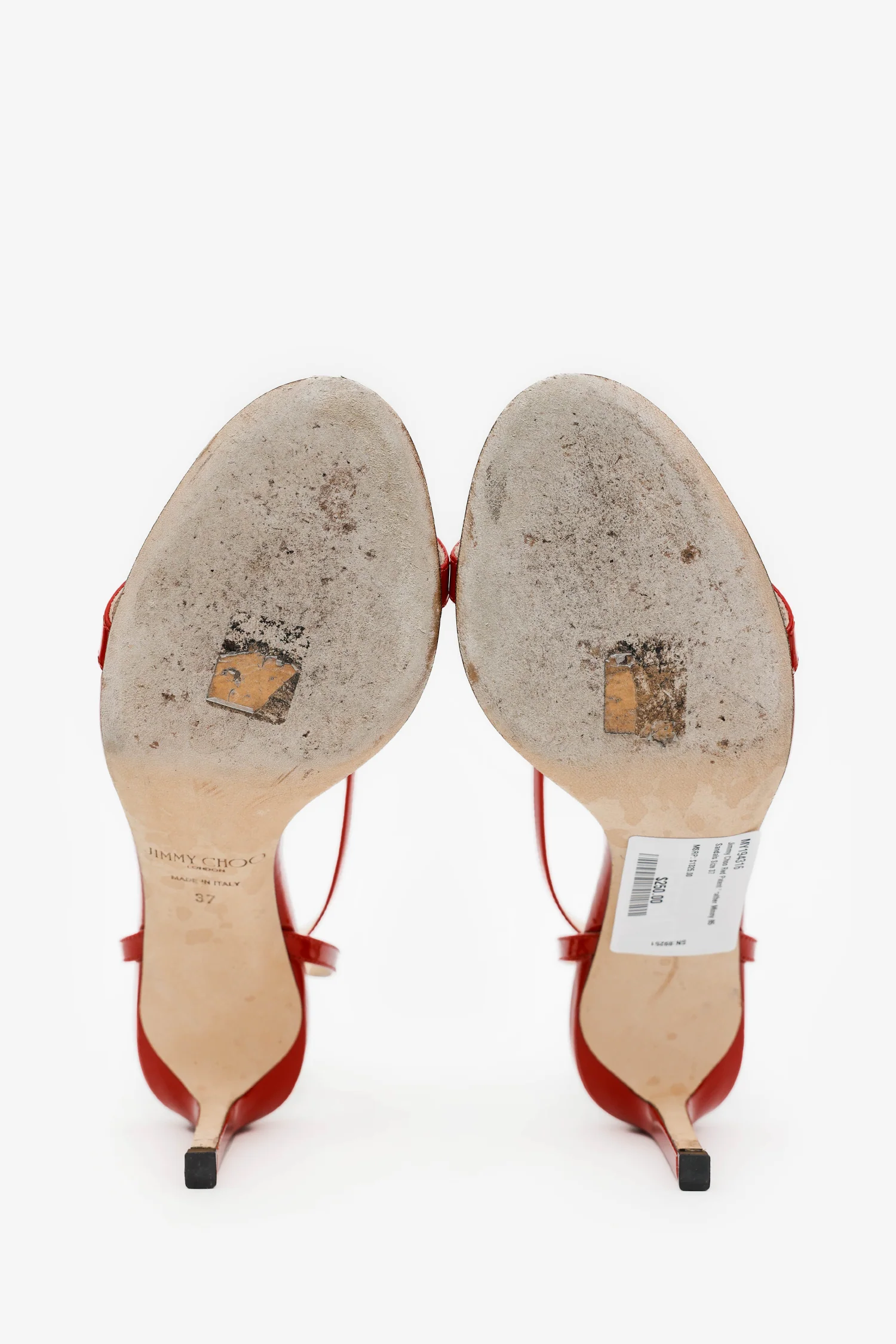 Jimmy Choo Red Patent Leather Minny 85 Sandals Size 37
