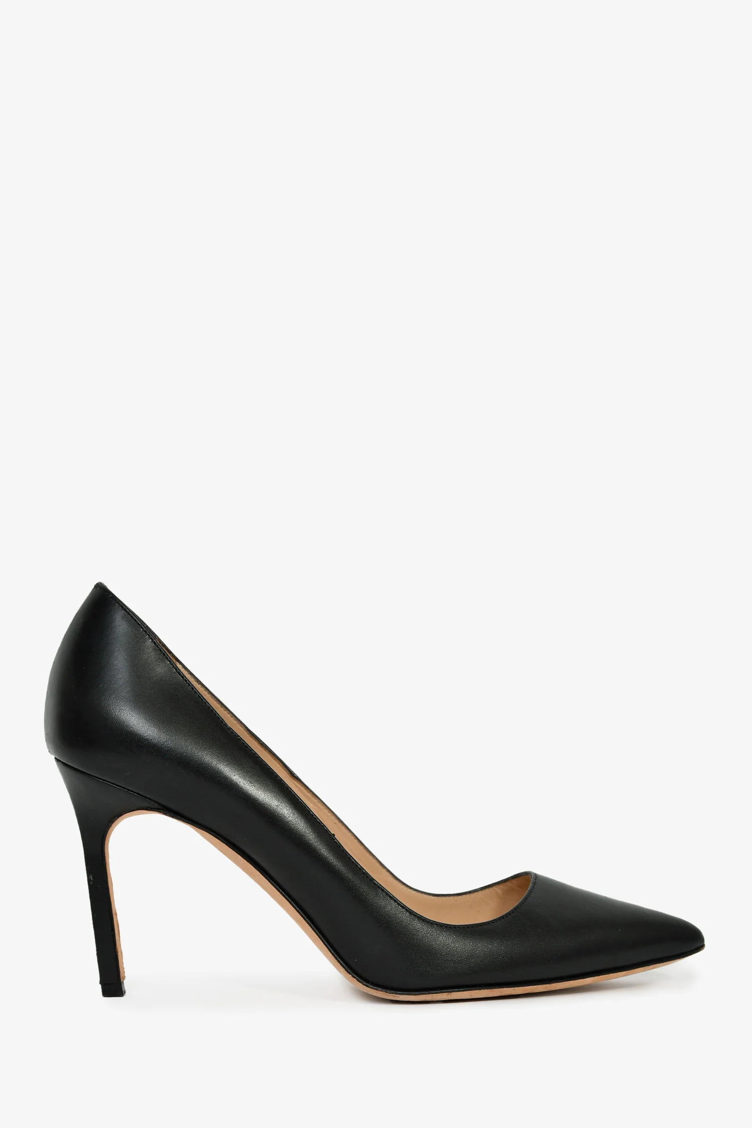 Manolo Blahnik Black Leather Heels Size 37