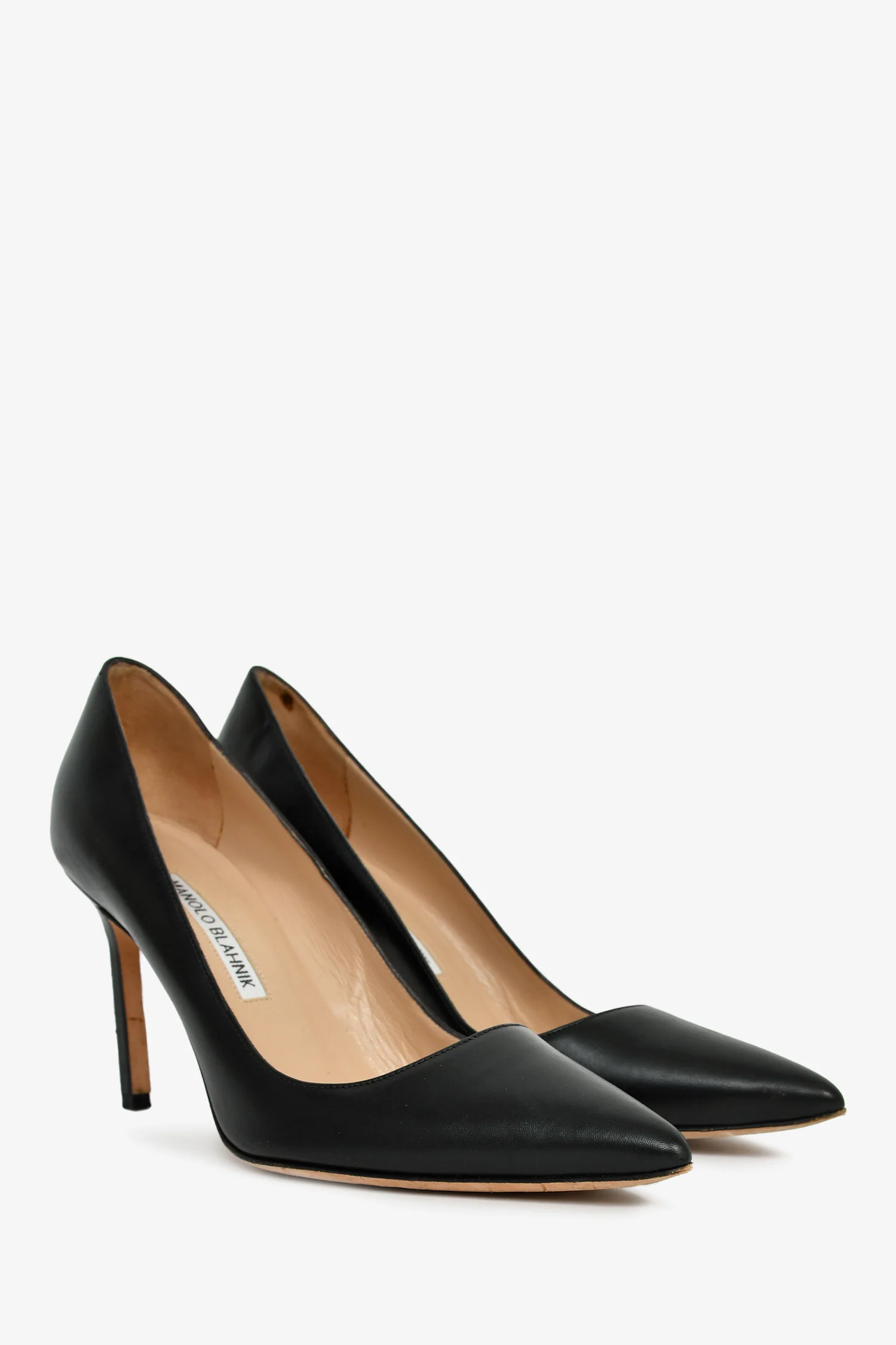 Manolo Blahnik Black Leather Heels Size 37