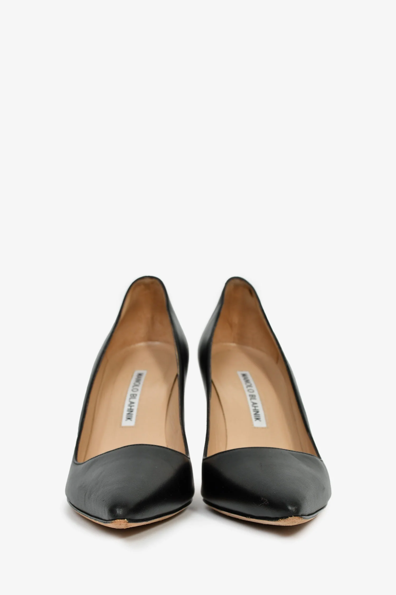 Manolo Blahnik Black Leather Heels Size 37