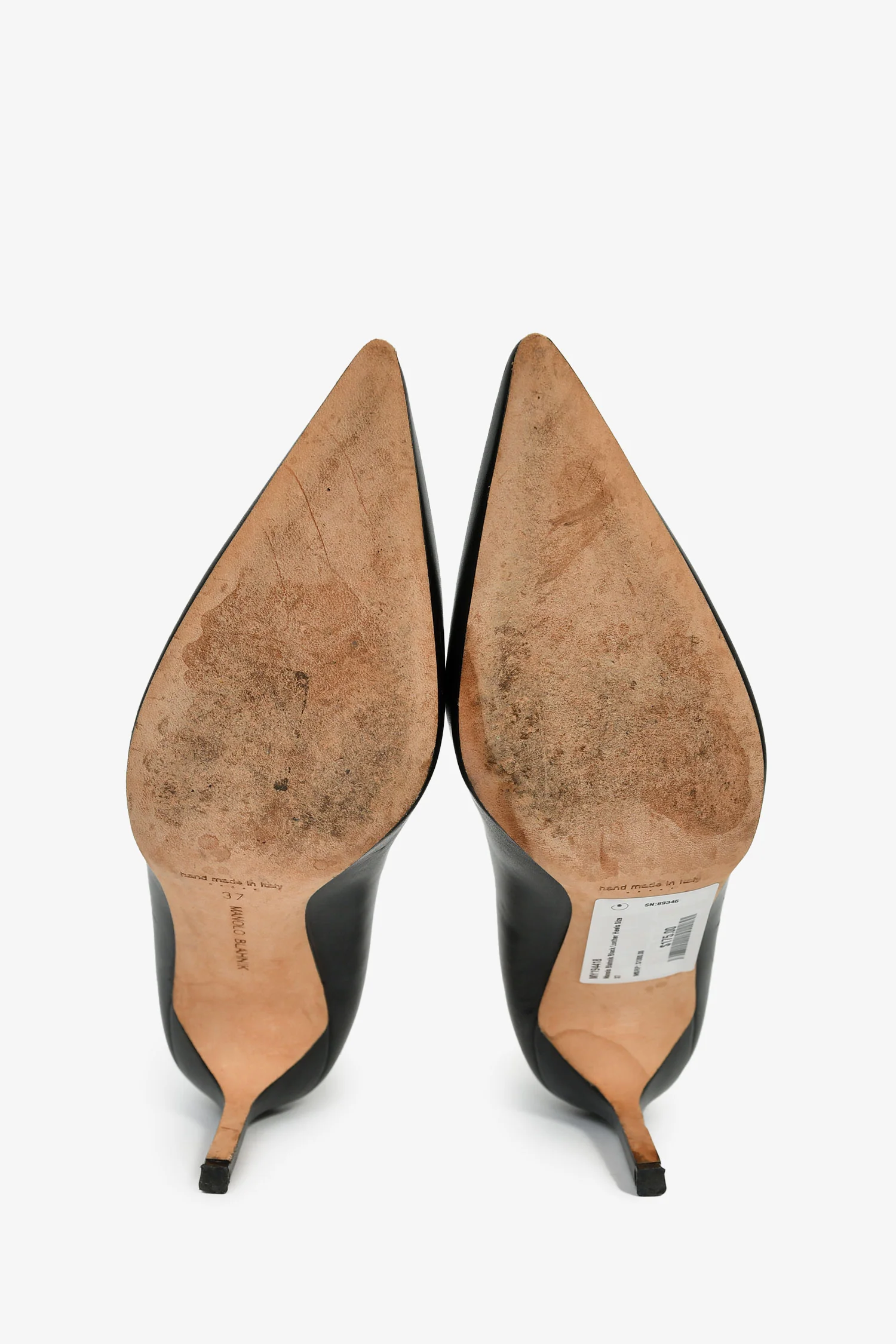 Manolo Blahnik Black Leather Heels Size 37